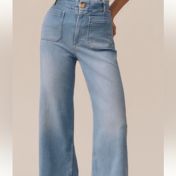 COPY - Colette cropped wide leg high rise jean by Maeve. Korat Wash/ lighter co… - Picture 2 of 8